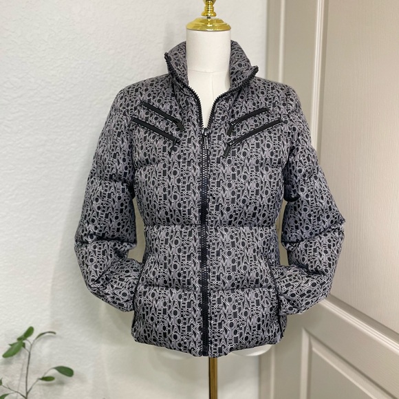 Michael Kors Jackets & Blazers - Michael Kors Puffer Jacket Black Logo Print Zip Up